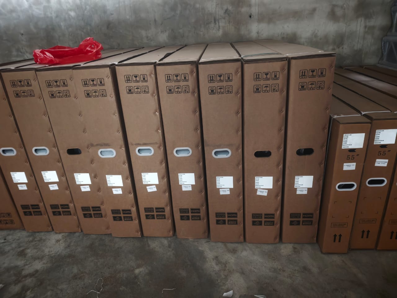 LED display cartons stocked in the warehouse
